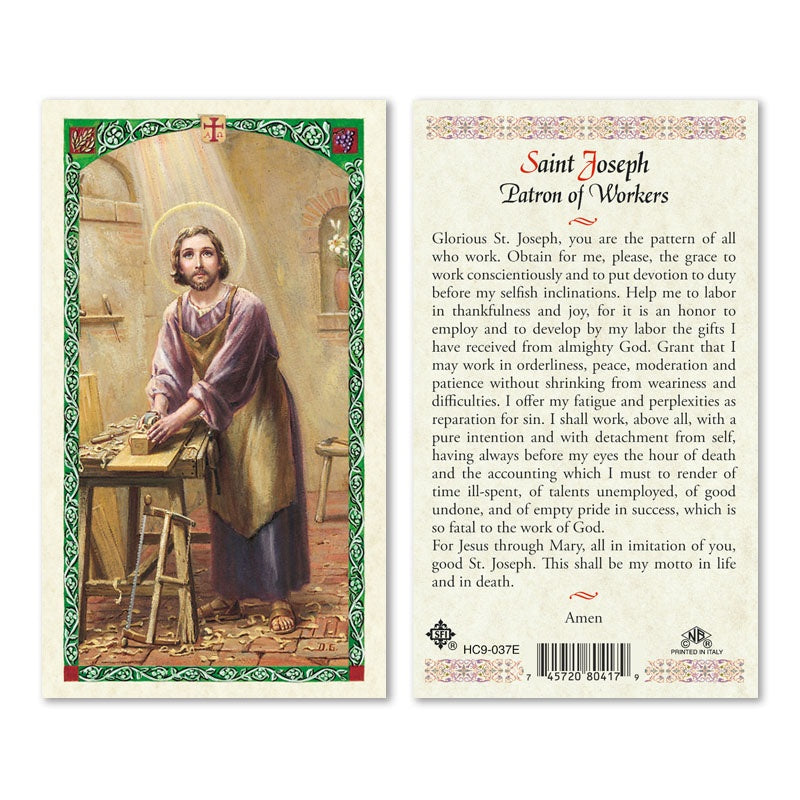 St. Joseph the Worker holy card