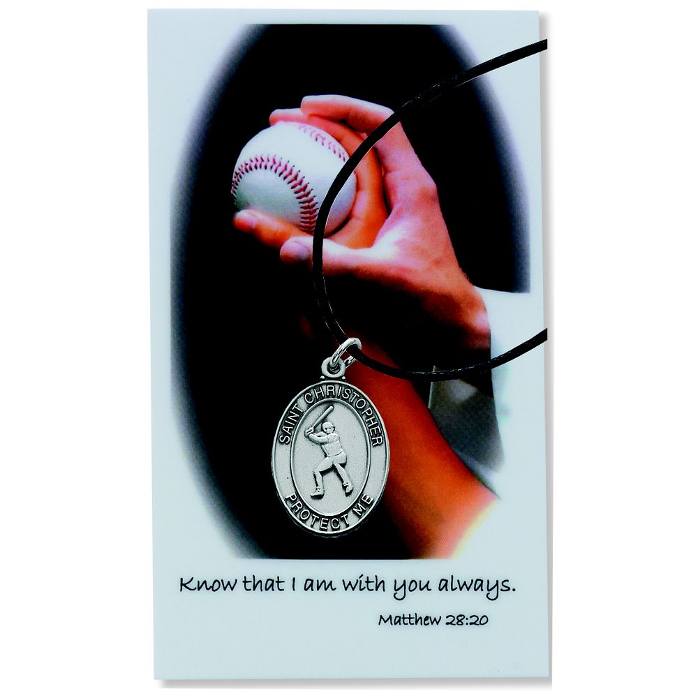 Baseball Medal with 24" cord and Prayer Card set