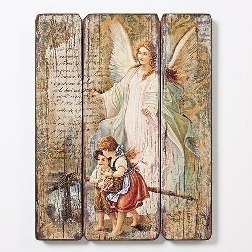 Guardian Angel Tri-Panel plaque, 15" tall