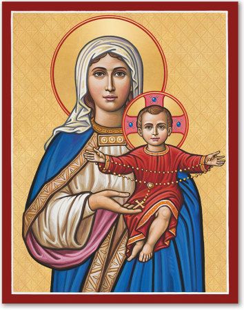 Our Lady of the Rosary Icon plaque, 24" tall