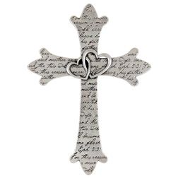 Wedding Cross, pewter wall, 5.375" tall