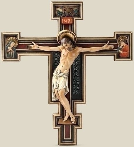 Crucifix based on Cimabue's Art, 10.25" tall