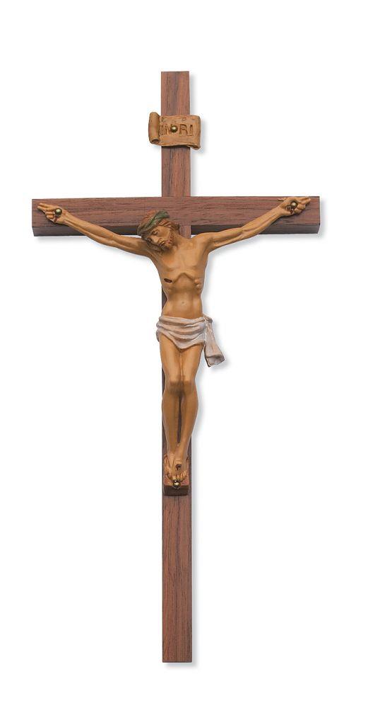 Walnut Crucifix with Italian corpus, 24" tall