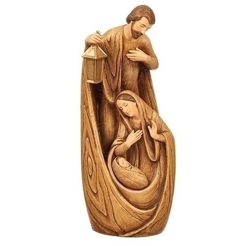 Holy Family statue, Wood-look, 12" tall