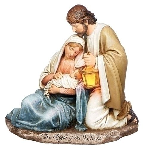Holy Family with Lantern statue, LED, 7.25" tall