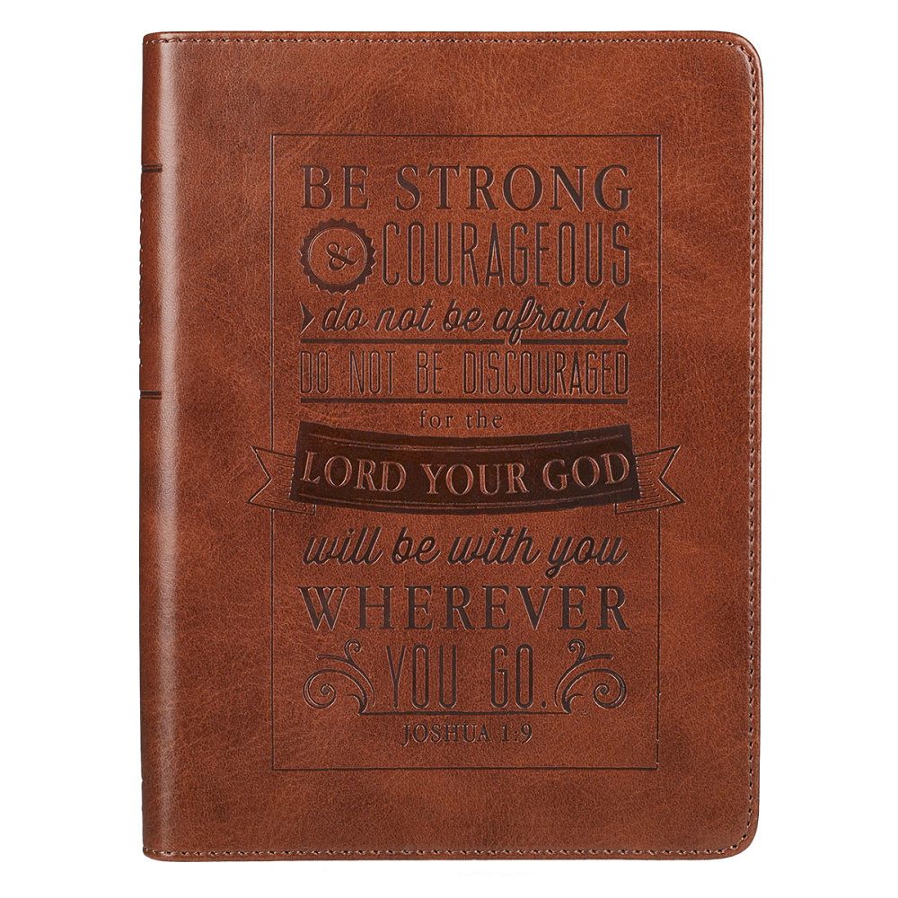 Be Strong & Courageous Classic Handy-Sized Journal: Joshua 1:9 Bible Verse Inspirational Scripture Notebook W/Ribbon, Faux Leather