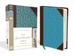 NIV, Journal the Word Bible, Imitation Leather, Brown/Blue, Red Letter Edition, Comfort Print: Reflect, Take Notes