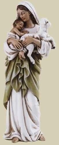 Madonna with Child and Lamb statue, 4" tall