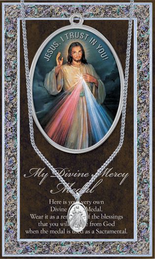 Divine Mercy prayer card w/medal