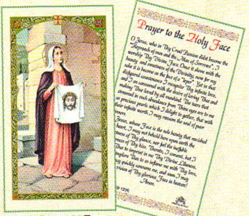 St. Veronica Holy Face Prayer holy card