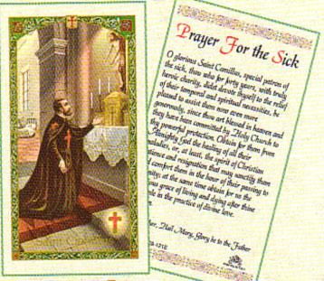 St. Camillus sick prayer holy card