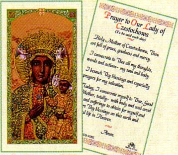 Our Lady of Czestochowa holy card