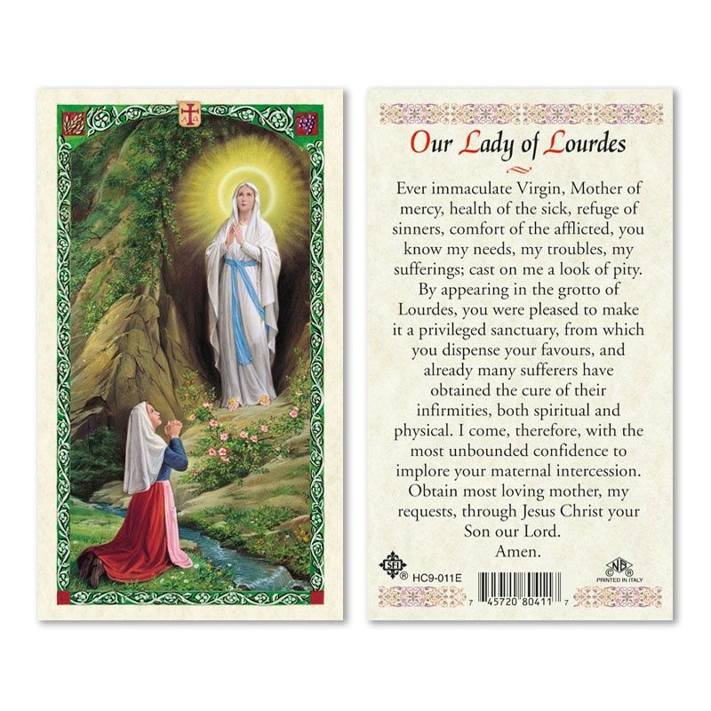 Our Lady of Lourdes holy card