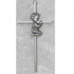 Silver Cross with boy, 6" tall