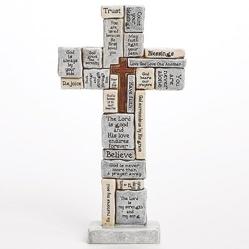 Inspirational Words Table Cross, 12.5" tall