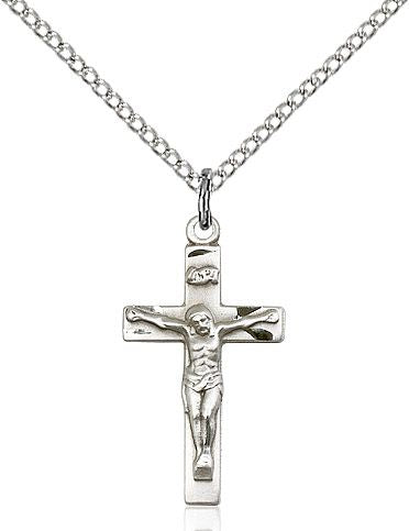 Crucifix medal 00011, Sterling Silver