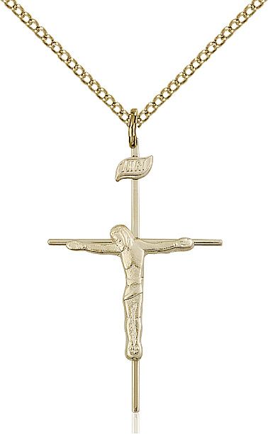 Crucifix medal 00102, Gold Filled