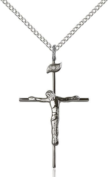 Crucifix medal 00101, Sterling Silver