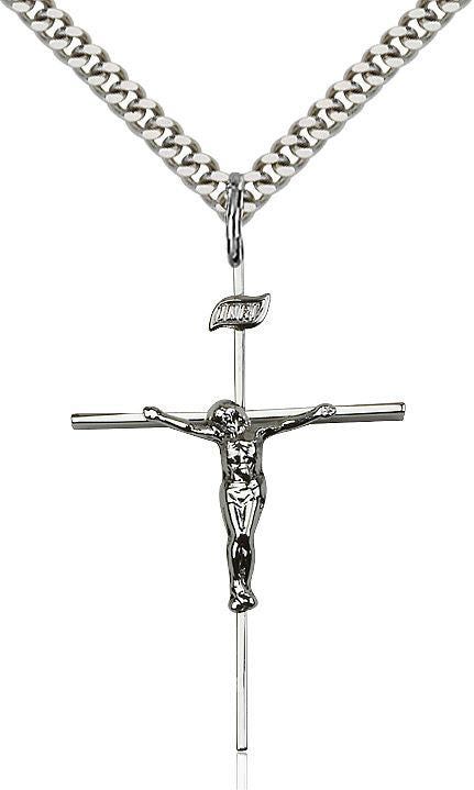 Crucifix medal 0011C1, Sterling Silver