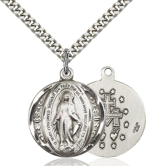 Miraculous medal 0017M1, Sterling Silver