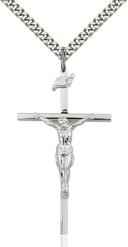 Crucifix medal 00291, Sterling Silver