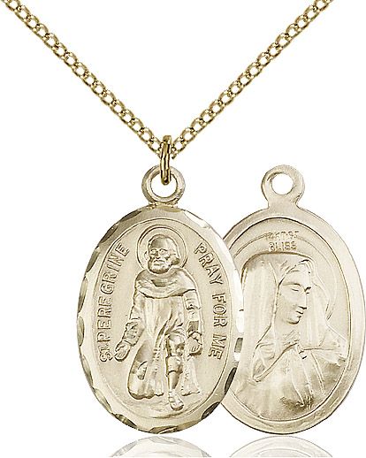 Saint Peregrine medal 0046P2, Gold Filled