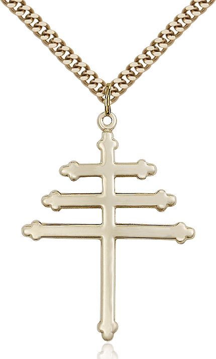 Maronite Cross medal 00642, Gold Filled