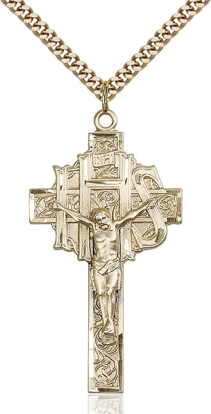Crucifix medal 01002, Gold Filled