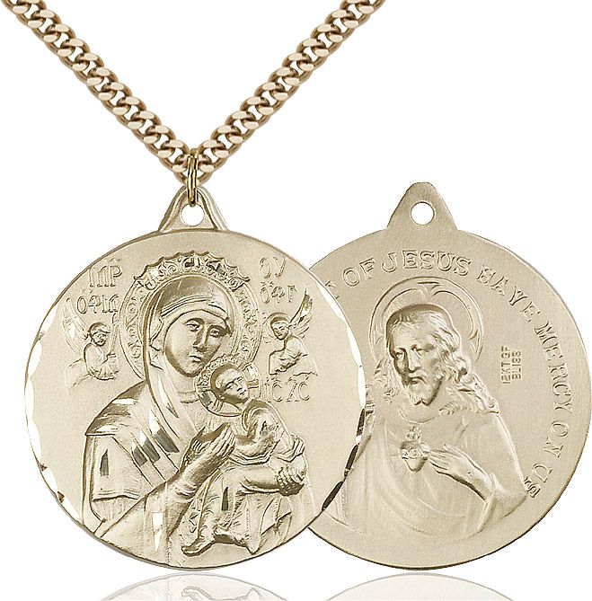 Our Lady of Perpetual Help medal 0203H2, Gold Filled