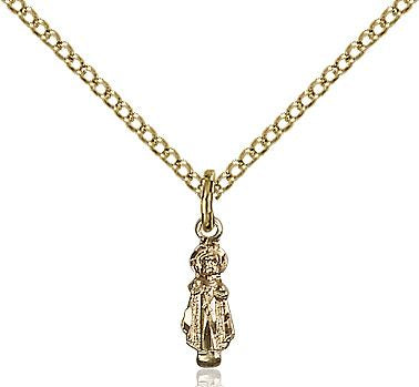 Infant of Prague medal 02092, Gold Filled