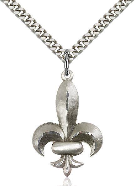 Fleur de lis medal 02921, Sterling Silver