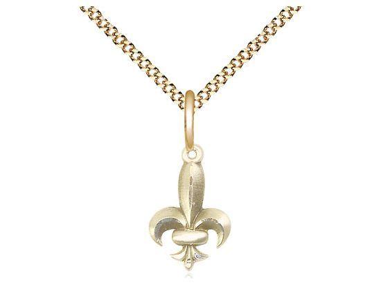 Fleur de lis medal 02932, Gold Filled