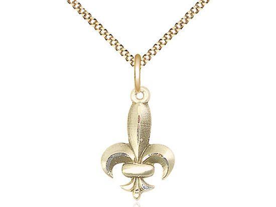 Fleur de lis medal 02942, Gold Filled