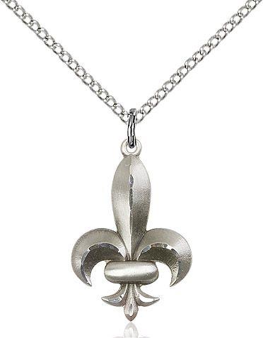 Fleur de lis medal 02941, Sterling Silver