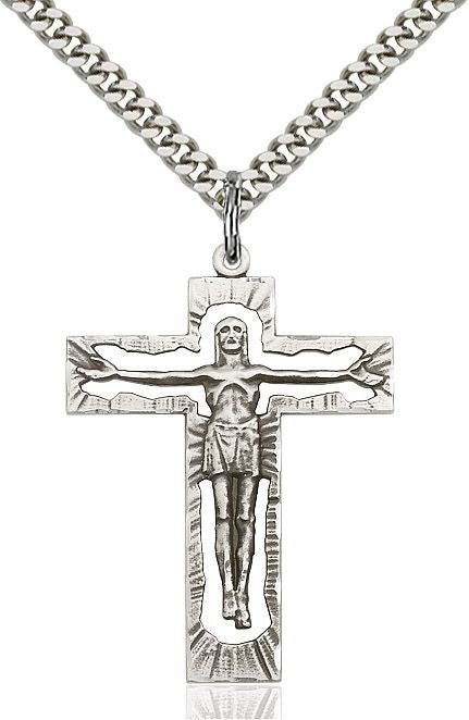 Crucifix medal 04811, Sterling Silver