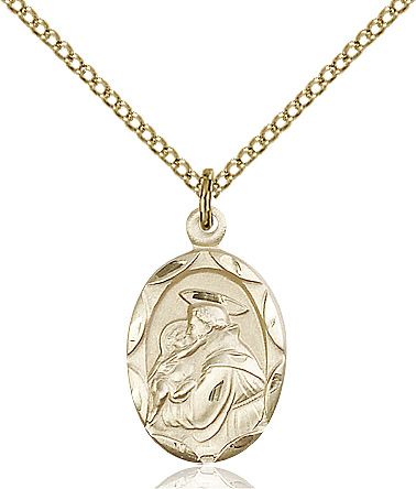 Saint Anthony of Padua medal 0612D2, Gold Filled