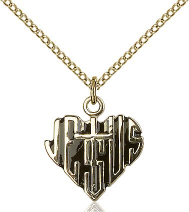 Heart of Jesus with Cross medal 60432, Gold Filled