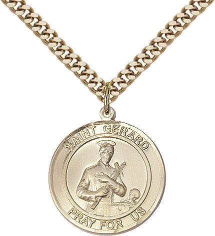 Saint Gerard round medal S042RD2, Gold Filled