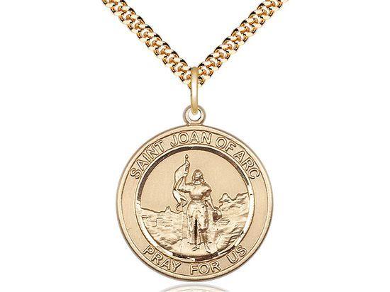 Saint Joan of Arc round medal S053RD2, Gold Filled