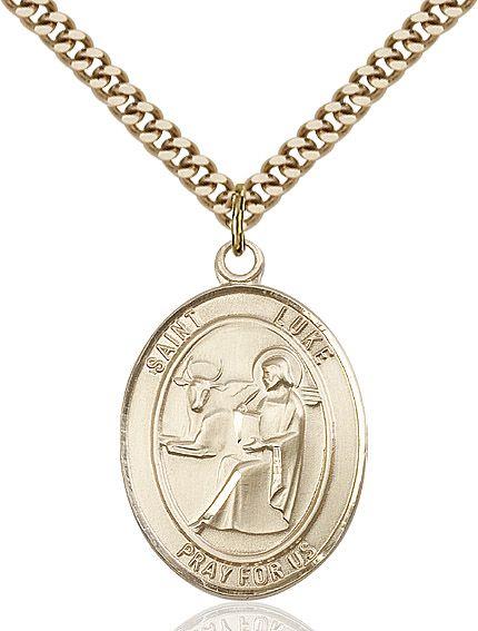 Saint Luke the Apostle medal S0682, Gold Filled