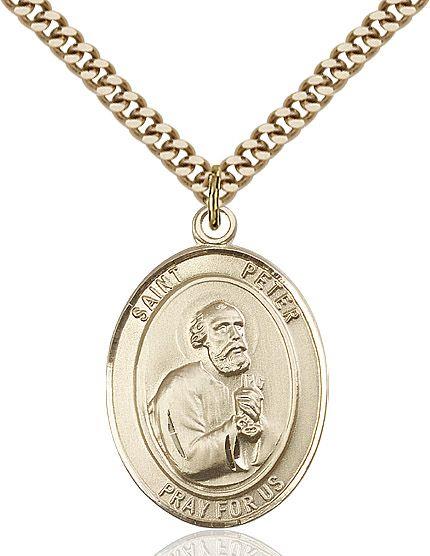 Saint Peter the Apostle medal S0902, Gold Filled
