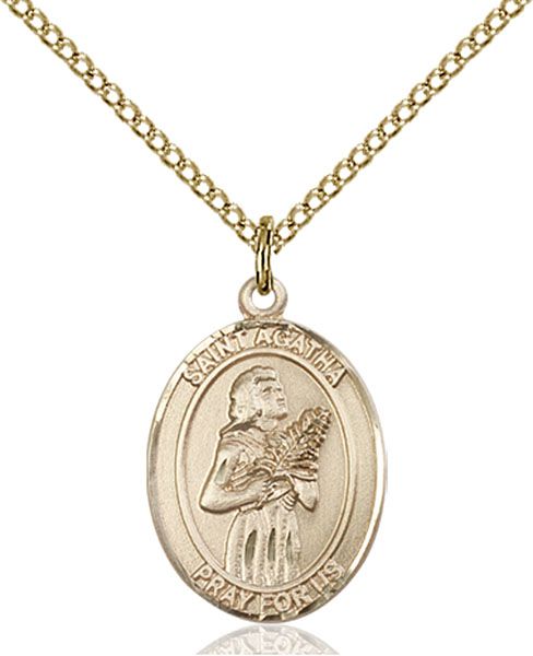 Saint Agatha medal S0032, Gold Filled