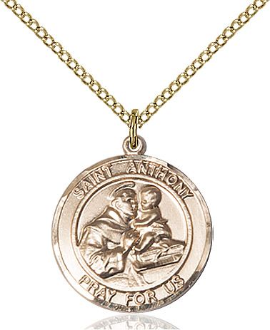 Saint Anthony round medal S004RD2, Gold Filled