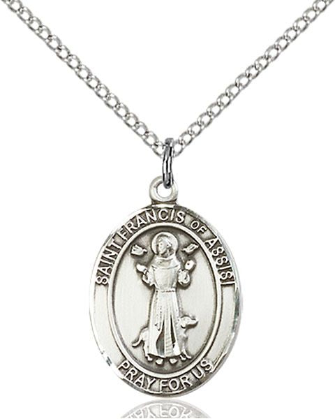 Saint Francis of Assisi medal S0361, Sterling Silver