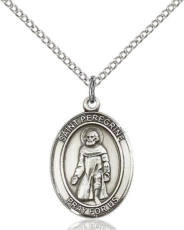 Saint Peregrine Laziosi medal S0881, Sterling Silver