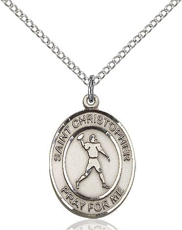 Saint Christopher Football medal S1511, Sterling Silver