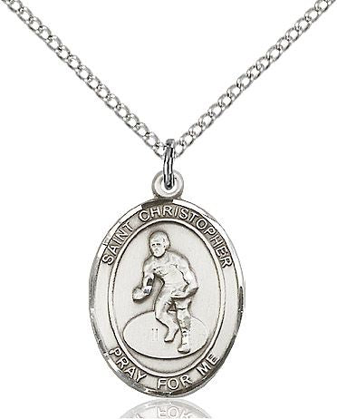 Saint Christopher Wrestling medal S5081, Sterling Silver