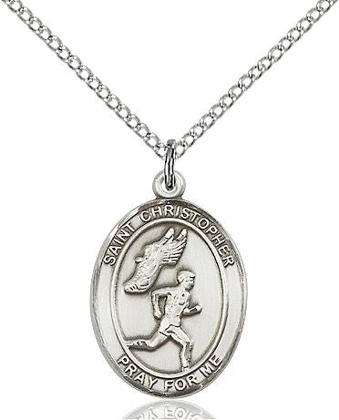 Saint Christopher Track & Field medal S5091, Sterling Silver