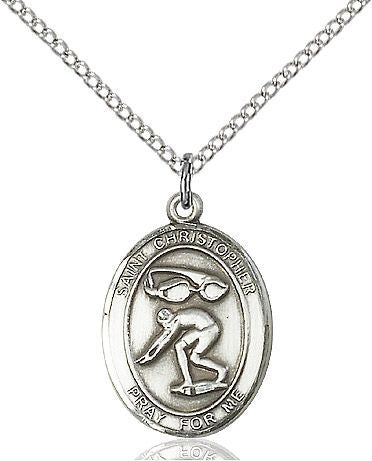 Saint Christopher Swimming medal S5111, Sterling Silver