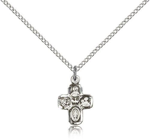 4-Way Cross, Sterling Silver with 13" chain